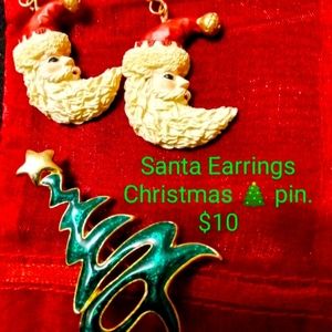 Set of earrings and a pin. Like new condition.